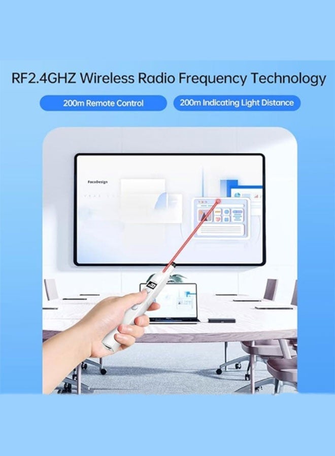 مؤشر عرض لاسلكي، مع قلم إلكتروني 2 في 1 للشاشات التي تعمل باللمس، اتصال لاسلكي ثابت بتردد 2.4 جيجاهرتز، شاشة رقمية واضحة، مناسب لعروض PowerPoint والاجتماعات والمكاتب والتدريس. - Image 3